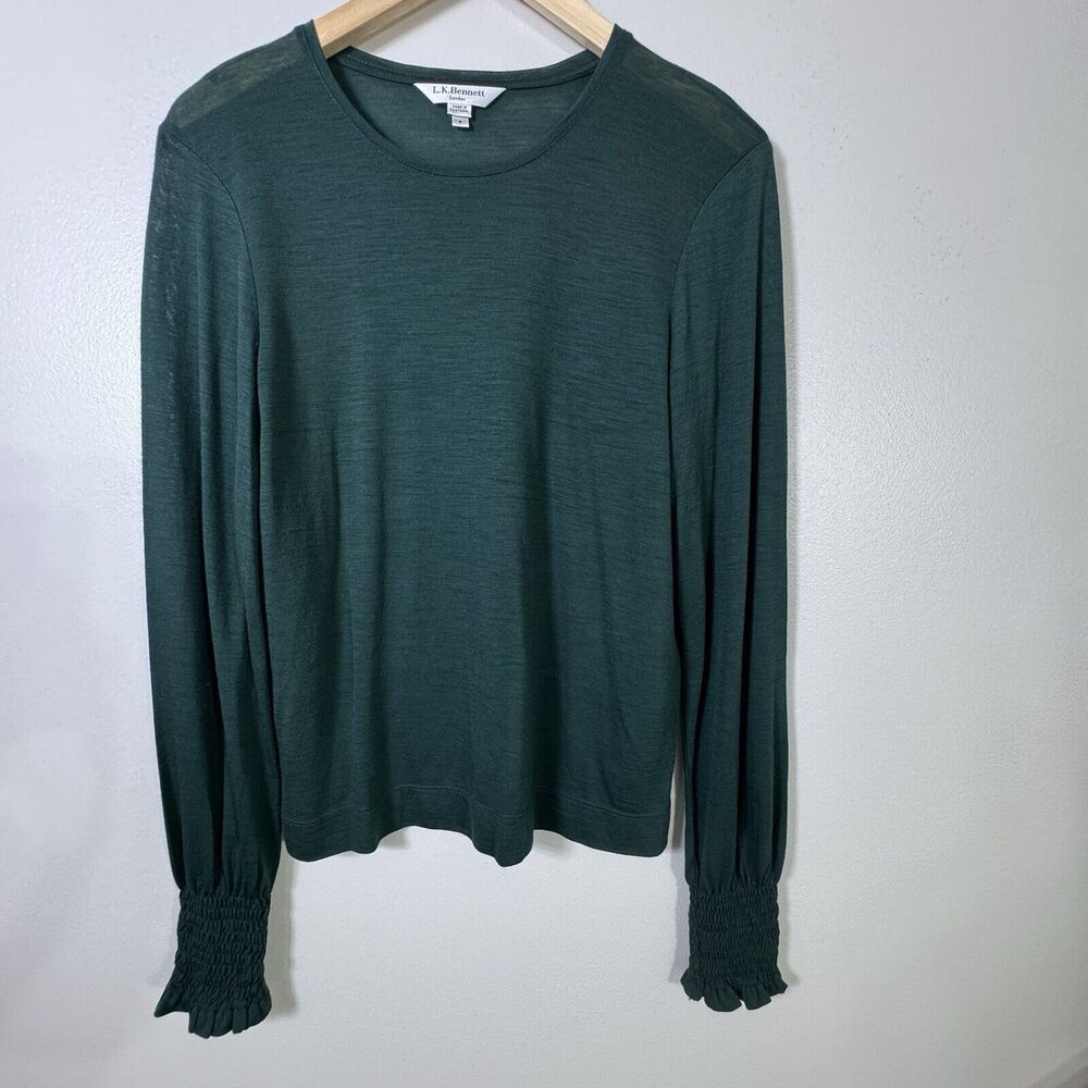 Lk Bennett Sweater Womens TJ ESSIA Forest Green Wool Blend Sz SMALL